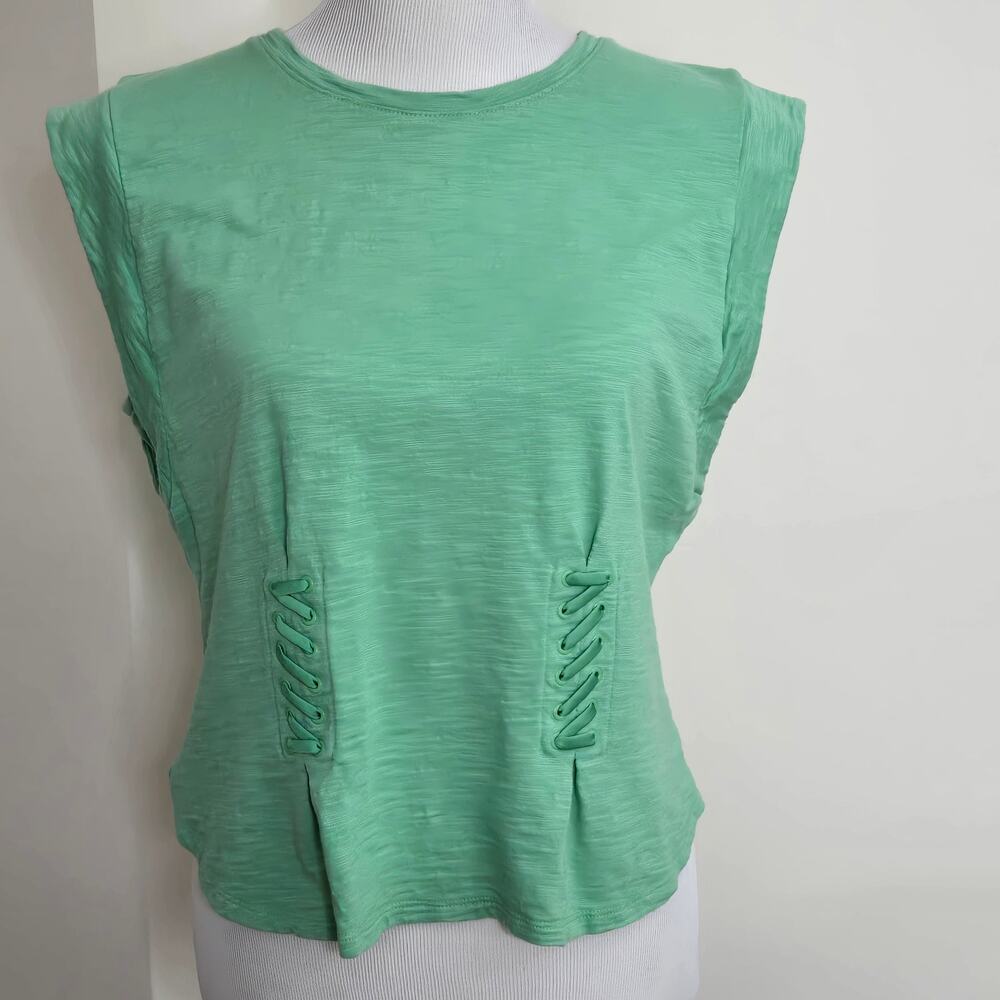 WHBM Lace Up Corset Style Top Green Size Large White House Black Market